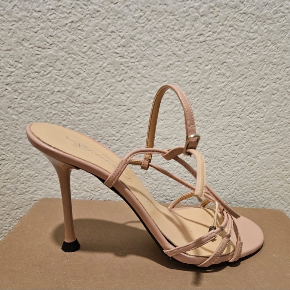 504 Bianca Di Italian Leather Elegant Strappy Nude Heels SZ37